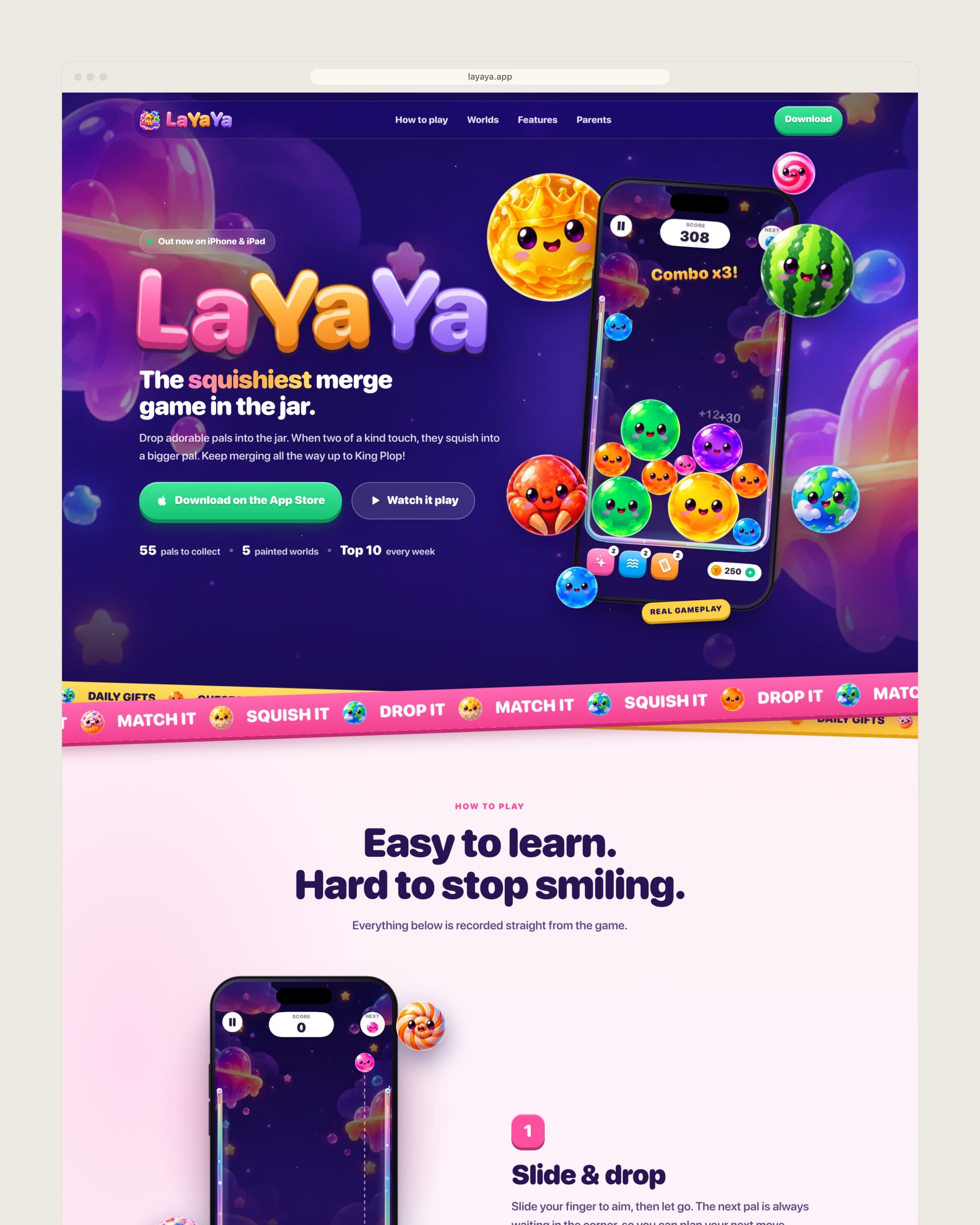 Pagina principală LaYaYa completă pe desktop, de la deschidere la cum se joacă, cele cinci lumi, funcțiile extra, secțiunea pentru părinți și descărcare