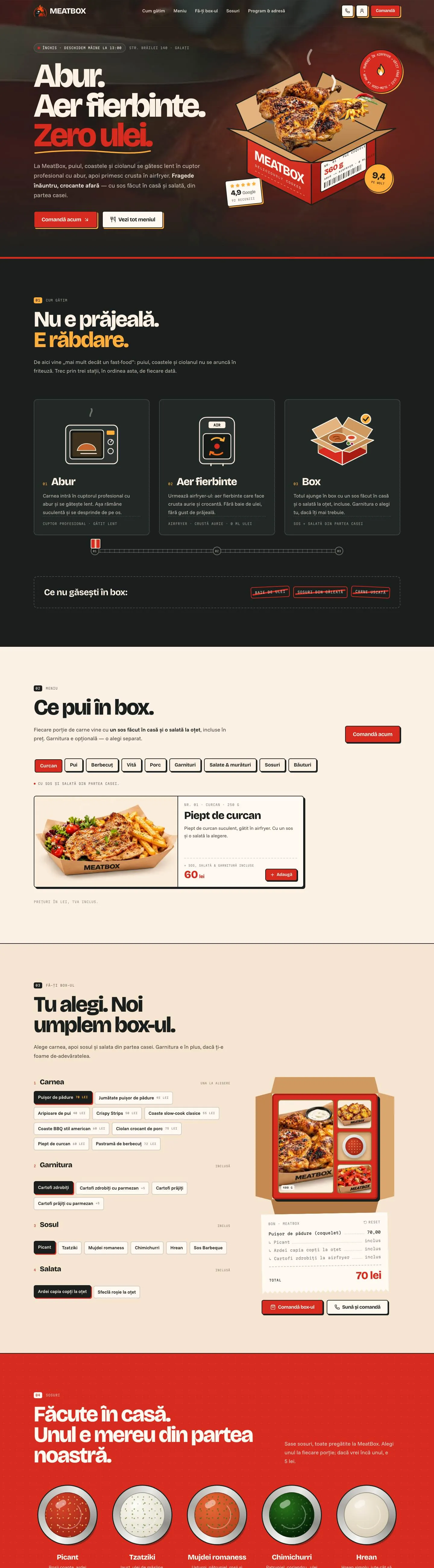 Site-ul Meatbox, pagina principală